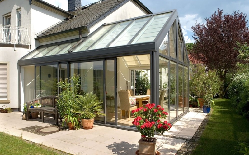 Detailansicht Glas-Schiebetür Profile